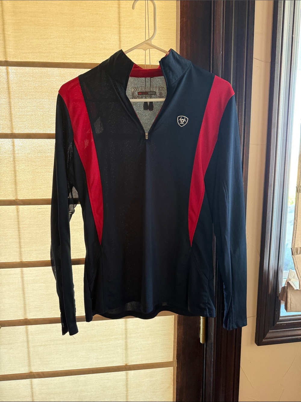 Ariat Black and Red Quarter-Zip Athletic Pullover heat series